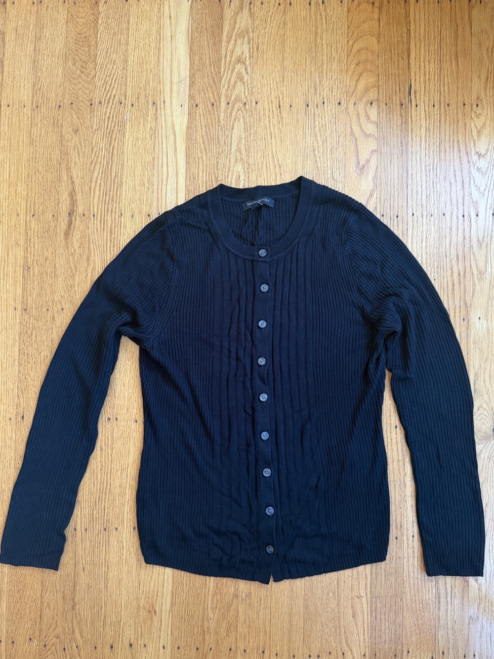 Banana Republic Black Ribbed Button-Front Cardigan